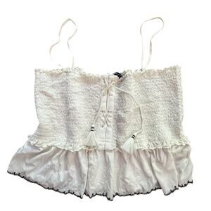 American Eagle Womens White Stretchy Bubble Tube Top Crop Feminine  Size XXL